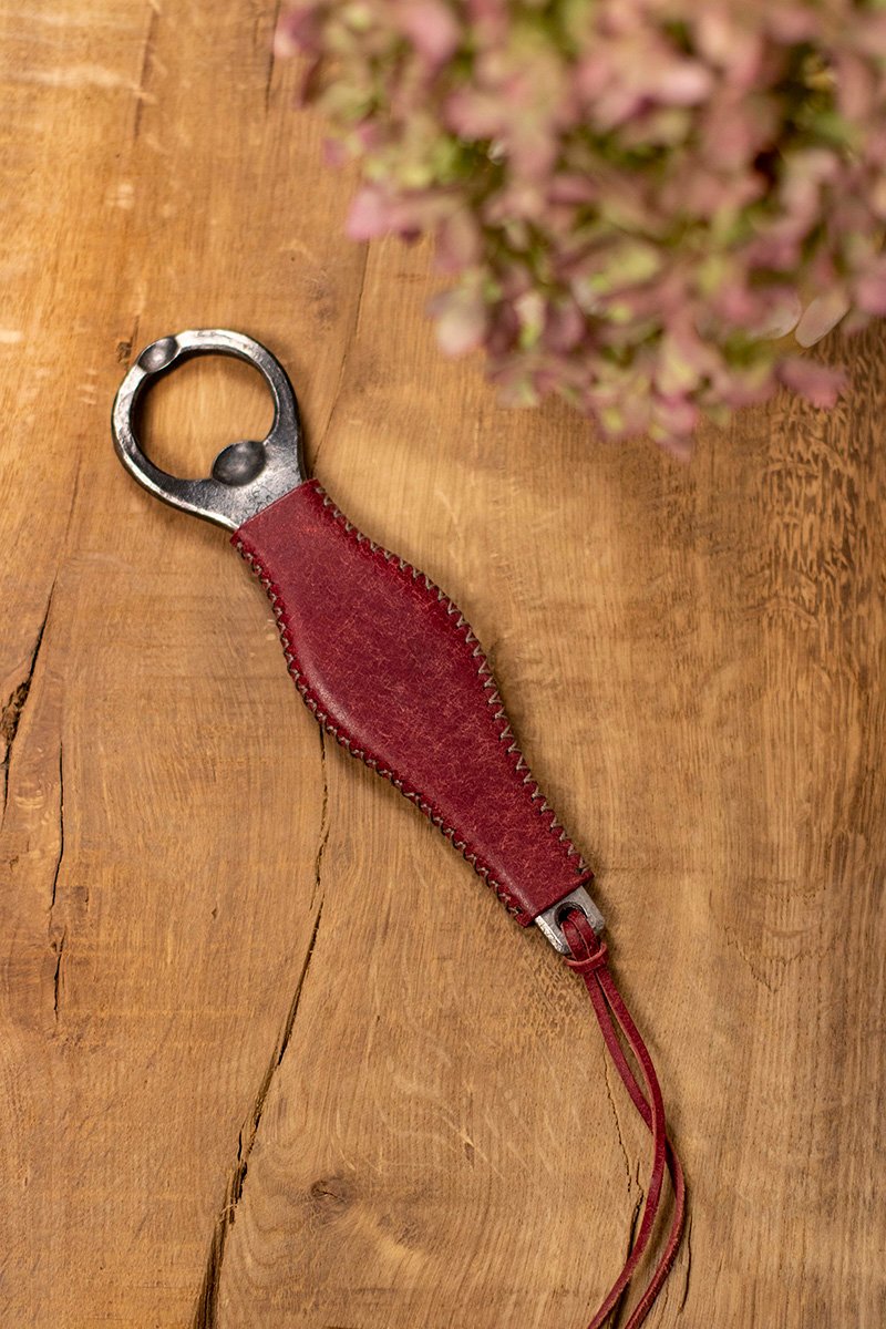 Butelių atidarytuvas su įvairių spalvų odine rankena - Image 10